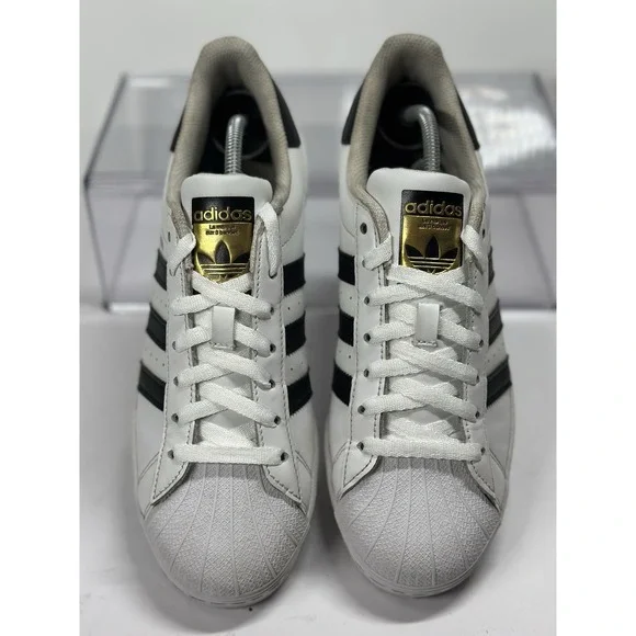 Men's Adidas Superstar Cloud White/Black Leather Sneakers Size 7 Pre-owned - Picture 5 of 8